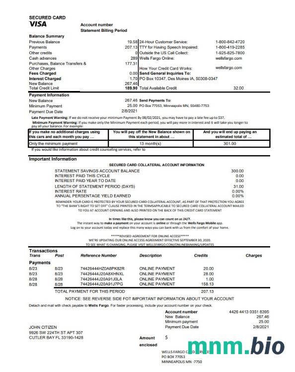 USA Wells Fargo Bank Wersja 2